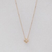 11122 3 Dainty Mini Cross, Elegant Cross Pendant with CZ, TINY Gold Cross Necklace, 7th Anniversary Gift,Iron Anniversary Gift