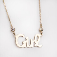 11250 4 Dainty Gold Girl Necklace ,Girl Script Necklace,Little princess gift,Teen preteen girl,Young at heart gift,Dainty teen gift