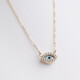 11280 4b Oval Evil Eye , Gold Evil Eye Pendant with CZ and a Side Cross, Lucky Eye Necklace ,Evil Eye Amulet, Good Omens Charm,Good Luck Jewels (2)