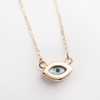 11280 4b Oval Evil Eye , Gold Evil Eye Pendant with CZ and a Side Cross, Lucky Eye Necklace ,Evil Eye Amulet, Good Omens Charm,Good Luck Jewels