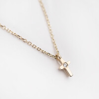 3033 3 Super tiny cross, Gold cross with cz, Faith cross necklace, Dawn of a new day easy cross, Step mom gift, Bonus mom gift, Encouragement gift