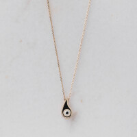 11240 2 Dainty Paisley Evil Eye Necklace,Tear Drop Enamel Evil Eye,14K Solid Gold Evil Eye Pandant, Good Omens Charm, Good Luck and Protection Charm