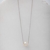 11253 3 Dainty Floating Pearl Necklace, Freshwater Pearl Pendant, Single Pearl Choker, June Birthstone Gift, Gift for Myself