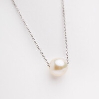 11253 4 Dainty Floating Pearl Necklace,Freshwater Pearl Pendant,Single Pearl Choker,June Birthstone Gift,College Graduation Gift for Her