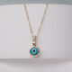 11254 1 Floating Lucky Eye Necklace, Dainty Evil Eye Pendant with Manuro Glass and CZ,Evil Eye Amulet,Good Omens Charm,Good Luck Jewels