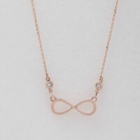 11262 3 Infinity Symbol Necklace, Eternity Symbol Charm, 14 Carat Infinity Pendant in Rose Gold, Bestie Necklace, Bff Gift Ideas,Friendship Jewelry
