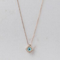 11461 3 Rhombus Evil Eye , Gold Diamond Evil Eye Pendant, Mother Of Pearl Evi Eye Charm Necklace , Math Teacher Gift, Good Omens Charm