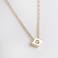 11544 4 Geometric Gold Diamond Necklace,Rhombus Choker with Real Diamond,Dainty Diamond Necklace,30th Birthday Gift for Her,7th Anniversary Gift