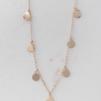 11698 2 Dainty Station Disc Necklace, Elegant Gold Coin Pendant, Station Charm Necklace with Circles, Ideal Layering Cham Pendant