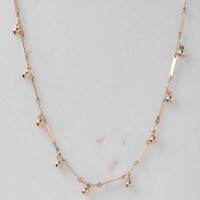 11704 Gold Rectangular Prism Necklace with Hanging Beads, 3D Geometric Shape Pendant, Modern Trendy Geometric Rectangle Choker