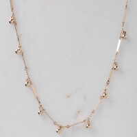 11704 Gold Rectangular Prism Necklace with Hanging Beads, 3D Geometric Shape Pendant, Modern Trendy Geometric Rectangle Choker