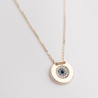 11707 4 Lucky eye necklace, Floating evil eye pendant with Cz,Evil eye choker,Good luck and protection charm,Good omens charm