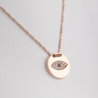 11718 4 Dainty Evil Eye Gold Necklace, Evil Eye Coin Pendant with CZ, Evil Eye Amulet, Evil Eye Charm, Cubic Evil Eye Necklace, Gool Luck Jewels