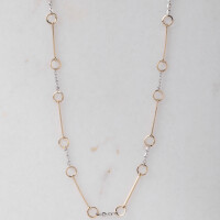 11743 2 Unique Gold Long Necklace with Circles, Gold Statement Pendant with Hollow Circles, Dainty Long 14K Gold Chain, Layering Necklace, Layered D