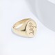 25006-5 Flower Signet Ring,14k Gold Signet Ring,Oval Signet Ring,Engraved Signet Ring,College Graduation Gift for Her