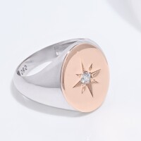 25007-4 Polaris Ring,Polar Signet Ring,North Star Ring,Signet Ring Women Gold,14k Gold Cz Ring,Retirement Gifts for Women