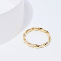 25017-1 Braided Band Ring,14k Gold Braid Ring,Yellow Gold Braided Ring,Gold Twisted Ring,Stackable Ring,7th Anniversary Gift