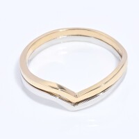 25026-3 V Shaped Gold Ring,Wishbone Ring,Double Row Ring,Mix Color Ring,14k Solid Gold Ring,60th Birthday Gifts for Women