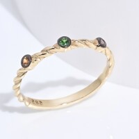 25027-4 Three Gemstone Ring,Multi Stone Ring,Citrine Tzavorite Garnet Ring,Thin Twisted Gold Ring,21st Birthday Gift for Her