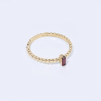 25029-2 Ruby Baguette Ring,14k Gold Beaded Ring,14k Ruby Ring,July Birthstone Ring,40th Birthday Gifts for Women