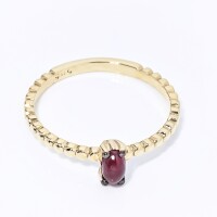 25030-3 Oval Ruby Ring,14k Gold Beaded Ring,14k Ruby Ring,July Birthstone Ring,60th Birthday Gifts for Women