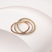 25041 3 Tri Tone Triple Ring in 14K Gold for 30th Birthday Gift for Her
