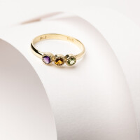 25047 Multi Stone Family Birthstone Ring in 14K Gold for Personalized Gift for Mom