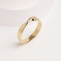 25070 3 Thick Gold Mobius Ring in 14K Gold for Promise Ring Couple