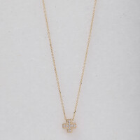 3046 2 Dainty Tiny CZ Cross Necklace, Small 14K Gold Cross Pendant, Dainty Minimalist Yellow Gold Christian Cross,Religious Jewlery,Mini Gold Cross