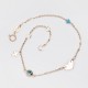 1084-2 Multi Charm Bracelet,Solid 14k Gold Bracelet,Evil Eye,Hanging Tiny Cross,Heart,Pearl,Turquoise,21st Birthday Gift for Her