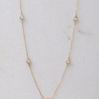 11127 2 Cubic Zirconia Station Necklace,Sparkling Station Necklace,14K Gold Handmade Station Necklace,Future Daughter in Law Gift