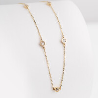 11127 4 Cubic Zirconia Station Necklace,Sparkling Station Necklace,14K Gold Handmade Station Necklace,Future Daughter in Law Gift