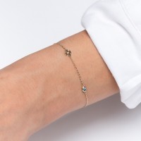 1133 4 14k Gold Evil Eye Bracelet,14k Gold Cross Bracelet,Lucky Charm Bracelet,Good Luck Bracelet,Dainty Diamond Bracelet