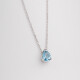 11512 4 Cubic Zirconia Tear Drop Pendant, Gold 14k Necklace with a Tear Drop Bule Zircon, Delicate Bridal Gift, Minimalistic Bridesmaid Gift