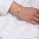 1156-2 Square Charm Bracelet,Paved Square Bracelet,Solid 14k Gold Bracelet,14k Gold Charm Bracelets,Retirement Gifts for Women