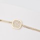 1156-4 Square Charm Bracelet,Paved Square Bracelet,Solid 14k Gold Bracelet,14k Gold Charm Bracelets,Retirement Gifts for Women