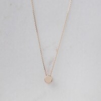 11585 3 Dainty Simple Circle Necklace, The DOT Gold Pendant, Delicate Flat Circle Choker, Minimal Small Gift for Her, Gift for Myself