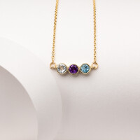 21008 2 Customized Birthstone Necklace in 14K Gold for 50th Birthday Gift for Women