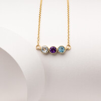 21008 2 Customized Birthstone Necklace in 14K Gold for 50th Birthday Gift for Women